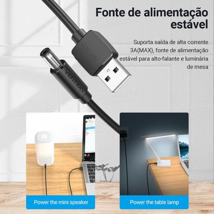 Imagem de Cabo De Força Usb Macho X 5.5mm Plug Dc Vention para Tablet