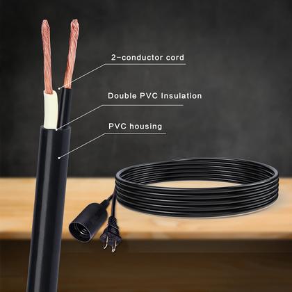 Imagem de Cabo de luz pendente, pacote com 2 interruptores de encaixe AryaLight de 4,6 m, 120 V