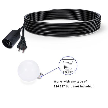 Imagem de Cabo de luz pendente, pacote com 2 interruptores de encaixe AryaLight de 4,6 m, 120 V