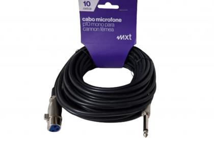 Imagem de Cabo de microfone p10 mono para xlr cannon femea 10m metros