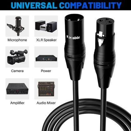 Imagem de Cabo de microfone XLR Kxable de 10,67 m (pacote com 2) blindado de macho para mulher