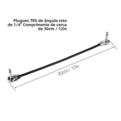 Imagem de Cabo De Patch Para Pedal De Efeito De Guitarra De 15cm (6 Polegadas) Com Plugue Prateado Em Ângulo