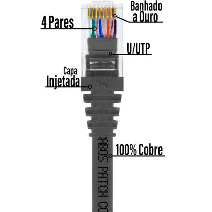 Imagem de Cabo De Rede 15 Metros Patch Cord Cat6 UTP 100% Cobre Cinza Ideal para Redes