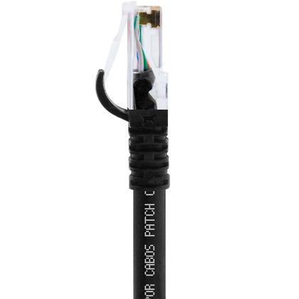 Imagem de Cabo De Rede 80 CM Patch Cord Cat6 UTP 100% Cobre Preto Lan Internet