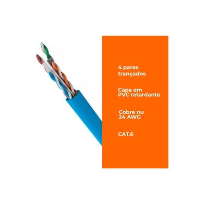 Imagem de Cabo de Rede Azul Utp Rj45 Cat6 Furukawa Sohoplus 305 metros