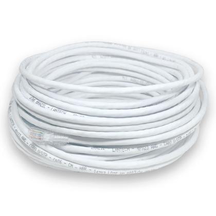 Imagem de Cabo De Rede Branco CAT6 100% Cobre 30 Metros Crimpado Patch Cord Ethernet Lan Cftv Pronto