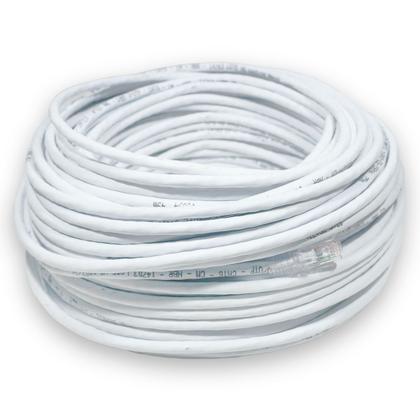 Imagem de Cabo De Rede Branco CAT6 100% Cobre 40 Metros Crimpado Patch Cord Ethernet Lan Cftv Pronto