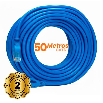 Imagem de Cabo De Rede Cat6 50 Metros 50m Ethernet Lan Giga Rj45 Crimpado Boyu Cell