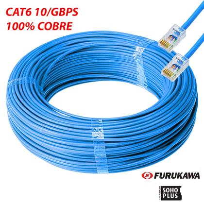 Imagem de Cabo De Rede Cat6 Furukawa Anatel Montado 20 Metros Azul