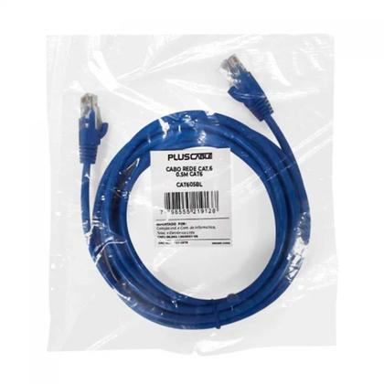 Imagem de Cabo de Rede CAT6, Patch Cord 0.5 Metros, CAT605BL, PlusCable - Azul