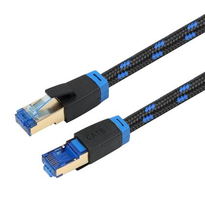 Imagem de Cabo de Rede Cat8 patch cord RJ45 malha de nylon 1,5 metros
