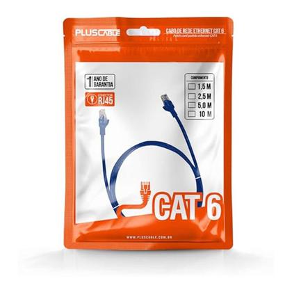 Imagem de Cabo de Rede ETH6U25BL Pluscable CAT.6 Patch Cord 2.5 metros Azul