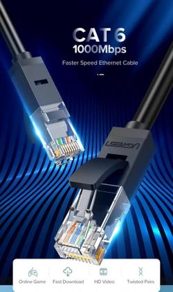 Imagem de Cabo De Rede Ethernet Flat Cat6 U/utp Ugreen 50174 2 Metros
