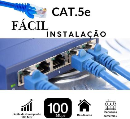 Imagem de Cabo de Rede Ethernet Patch Cord RJ45 Cat5e UTP- 3 Metros