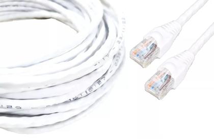 Imagem de Cabo de Rede Internet CFTV Montado Pronto para Uso Branco Cat5 10 metros