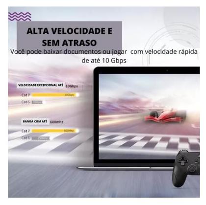 Imagem de Cabo De Rede Internet Lan Utp Cat7E - 3mts PRETO - top