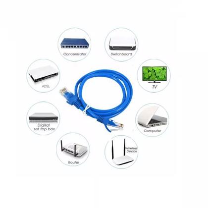 Imagem de Cabo De Rede Lan Internet Rj45 Cat5 Azul 5 Metros