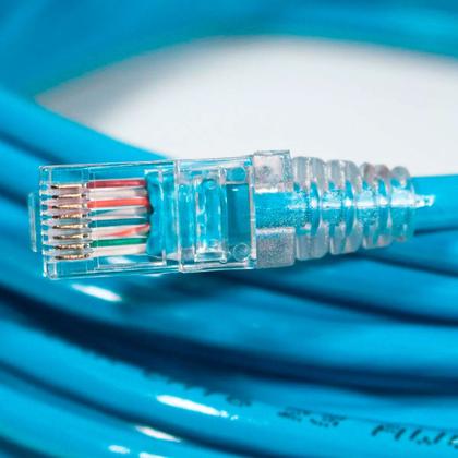 Imagem de Cabo De Rede Patch Cord 20 Metros CAT6 100% Cobre Azul Ethernet Lan Utp