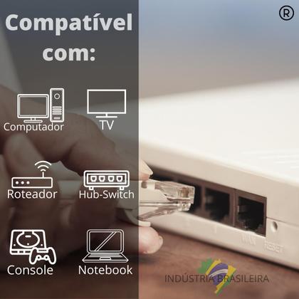 Imagem de Cabo de Rede Patch Cord Cat5e 100% Cobre Blindado Preto 6 Metros