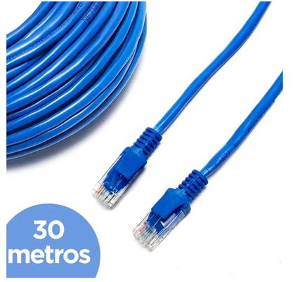 Imagem de Cabo de Rede Patch Cord Cat5e 30 metros RJ45 Crimpado Ethernet para Modem Computador Roteador Azul