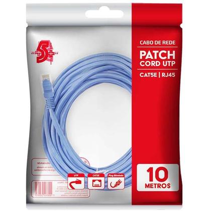 Imagem de Cabo de rede patch cord cat5e utp 10m azul santana centro