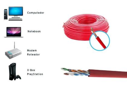 Imagem de Cabo De Rede Patch Cord Cat6 10metros 10m Cat6 Vermelho Giga