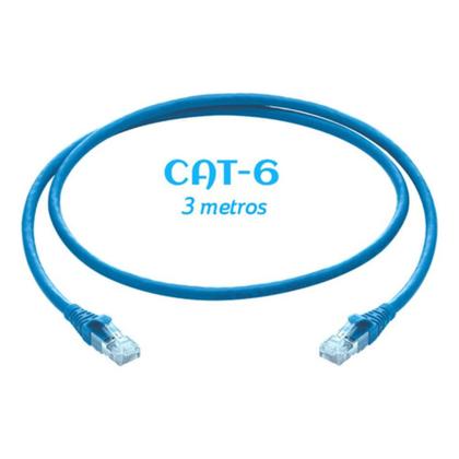 Imagem de Cabo De Rede Patch Cord Flexivel Rj-45 Cat-6 3 Metros Azul