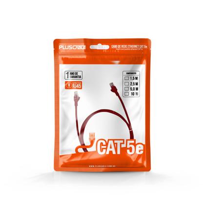 Imagem de Cabo de Rede Patch Cord Plus Cable Cat.5E 2,5M Vermelho Giga