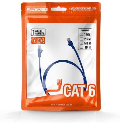 Imagem de Cabo de Rede Patch Cord Plus Cable Cat.6 10M Azul Gigabit