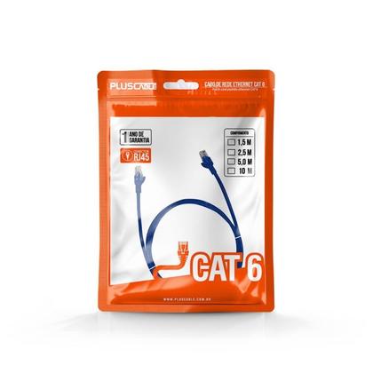 Imagem de Cabo De Rede Patch Cord Rj45 Cat 6, 1.5 Metros, Azul - Plus Cable Pc-Eth6u15bl