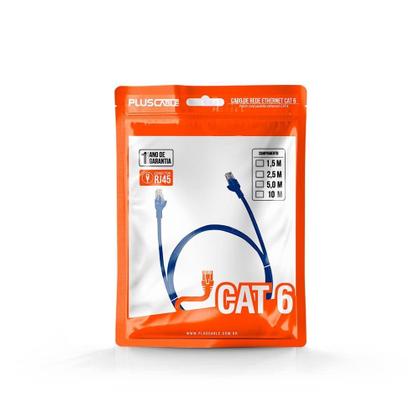 Imagem de Cabo De Rede Patch Cord Rj45 Cat 6, 1.5 Metros, Azul - Plus Cable Pc-Eth6u15bl
