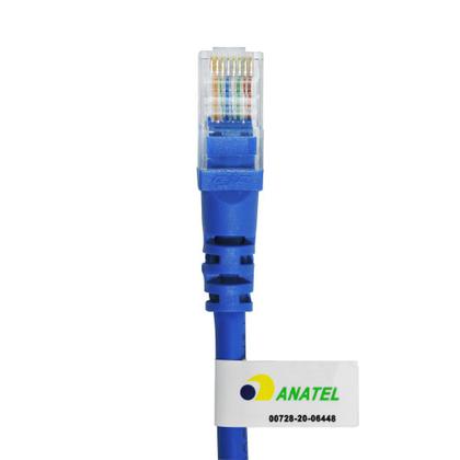 Imagem de Cabo de Rede Patch Cord RJ45 Cat5e 100% Cobre 1,5 metros Homologado Anatel - Azul