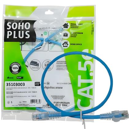 Imagem de Cabo de Rede Patch Cord Sohoplus U/UTP CAT.5e CMX 1.5 Metros - Azul Claro