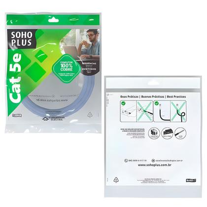Imagem de Cabo de Rede Patch Cord Sohoplus U/UTP CAT.5e CMX 1.5 Metros - Azul Claro