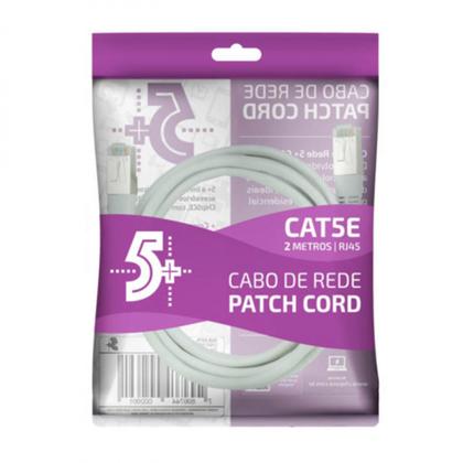 Imagem de Cabo de Rede RJ45 CAT5E Patch Cord 2 Metros Branco 0181077