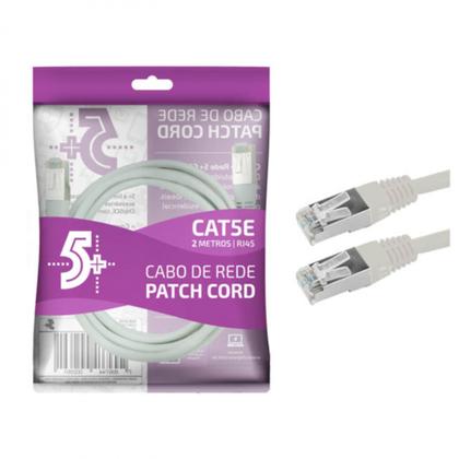 Imagem de Cabo de Rede RJ45 CAT5E Patch Cord 2 Metros Branco 0181077