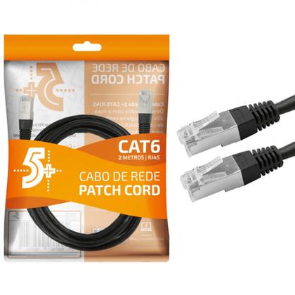 Imagem de Cabo de Rede RJ45 CAT6 Patch Cord 2 Metros Preto 0181086