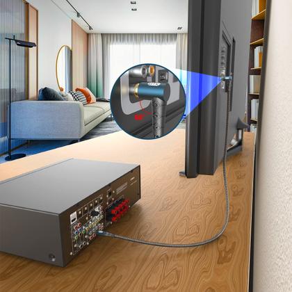 Imagem de Cabo de subwoofer RCA EMK 90 graus RCA para RCA de 1 m trançado de nylon