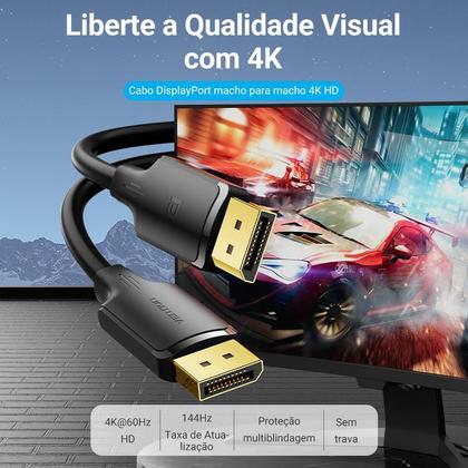 Imagem de Cabo Displayport 1.2 4k 144hz Adaptador Dp Blindado 1,5m 3D