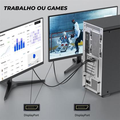 Imagem de Cabo DisplayPort 1.2 4K 144Hz Adaptador DP Blindado 1,8m 3D