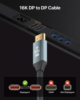 Imagem de Cabo DisplayPort VisionSync 2.1 16K @60Hz 10 pés para jogos