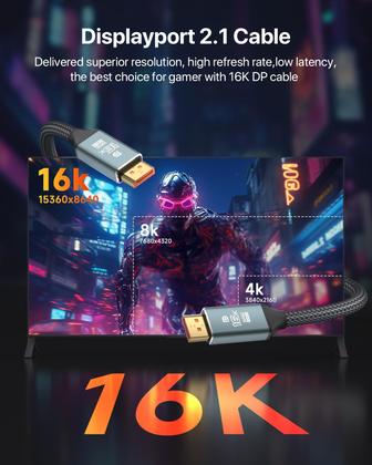 Imagem de Cabo DisplayPort VisionSync 2.1 16K @60Hz 10 pés para jogos