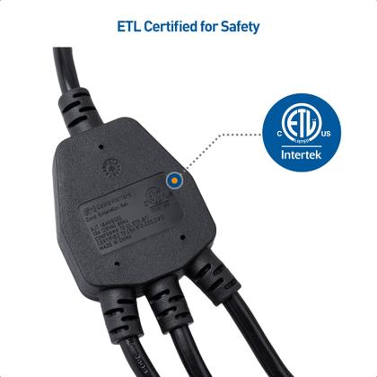 Imagem de Cabo divisor de alimentação Pacote com 2 cabos e 3 tomadas de 1,5 pés