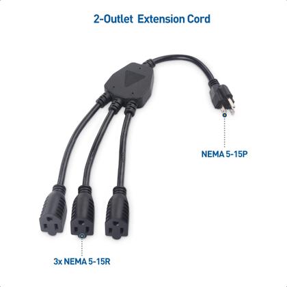 Imagem de Cabo divisor de alimentação Pacote com 2 cabos e 3 tomadas de 1,5 pés