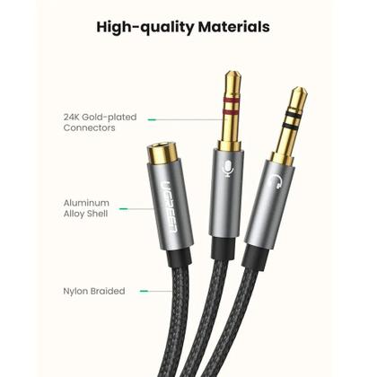 Imagem de Cabo divisor de Fone e Microfone P3 fêmea para P2 macho Ugreen AV140