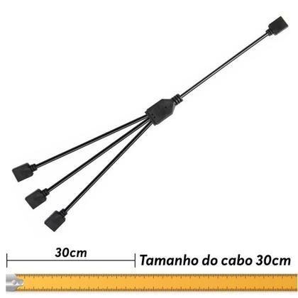 Imagem de Cabo Divisor Rgb 1 3 12V 4 Pinos 30Cm Cooler Fan Fita Led