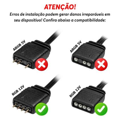 Imagem de Cabo Divisor RGB 1 para 5 12V 4 Pinos RGB 30cm  Extensor para Fans e Fitas LED
