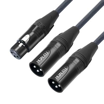 Imagem de Cabo divisor XLR fêmea para duplo XLR macho Y HUALEU 3,3 pés