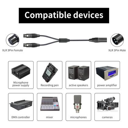 Imagem de Cabo divisor XLR HUALEU 1 macho para 2 fêmeas de 1 m