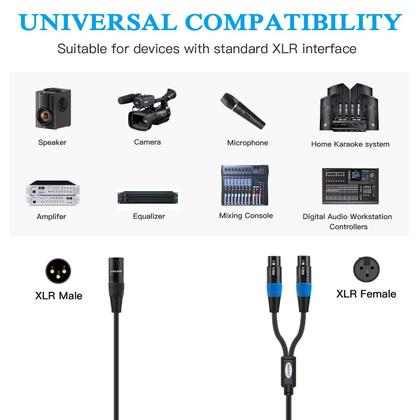 Imagem de Cabo divisor XLR JOLGOO Dual XLR fêmea para XLR macho 0,5 m